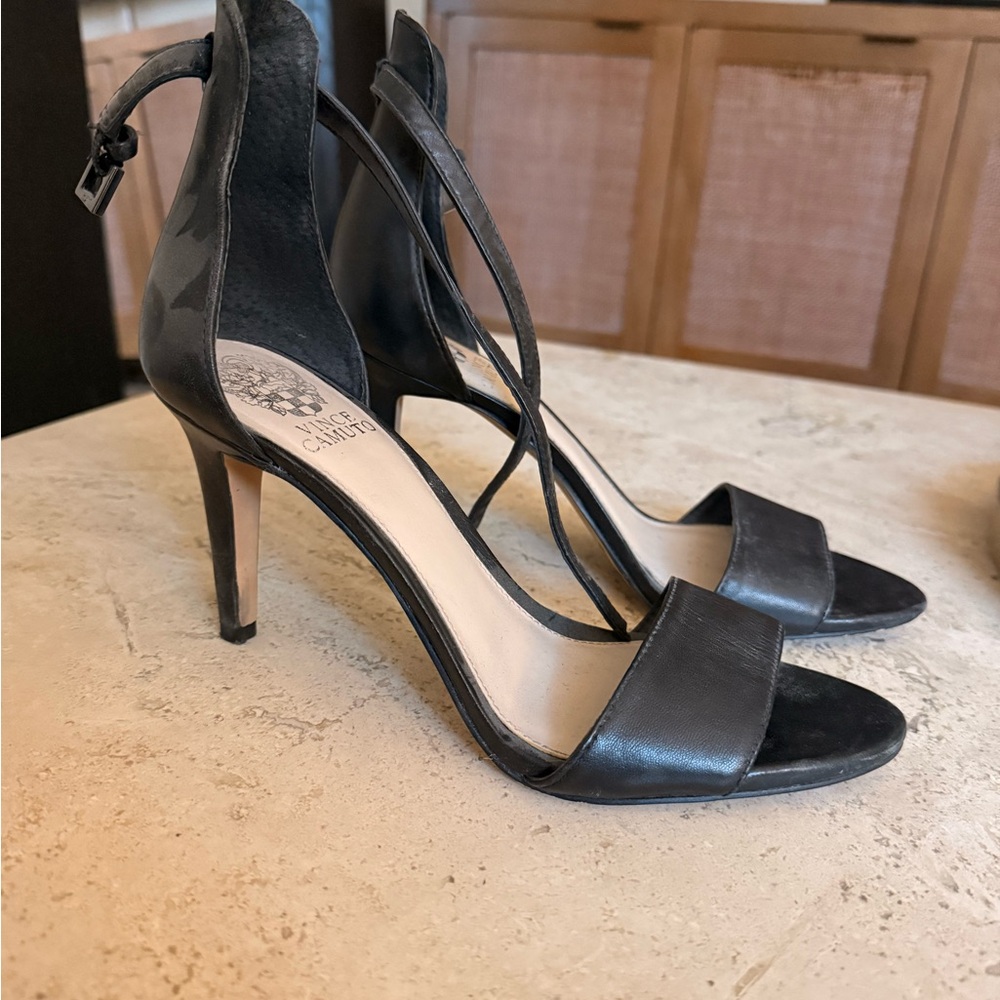 Vince Camuto Elegant Black Ankle Strap Heels